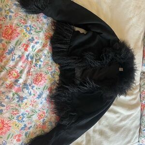 Urban Outfitters Black Teddy Jacket with Faux Fur